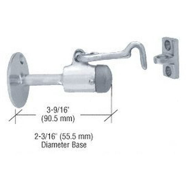 Satin Chrome Finish Wall Mounted Heavy Duty Door Stop with Hook and Holder Satin Chrome Finish Wall Mounted Heavy Duty Door Stop with Hook and Holder